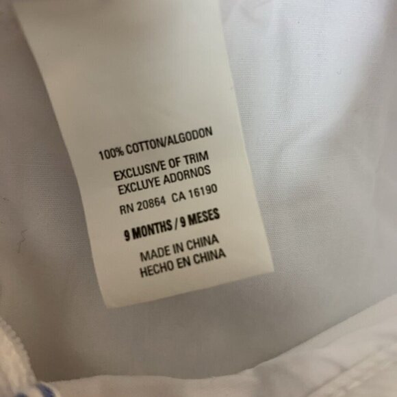 Little Me Short Sleeve Dress White Blue Seersucker Classic Girls 9 Months - Picture 9 of 15